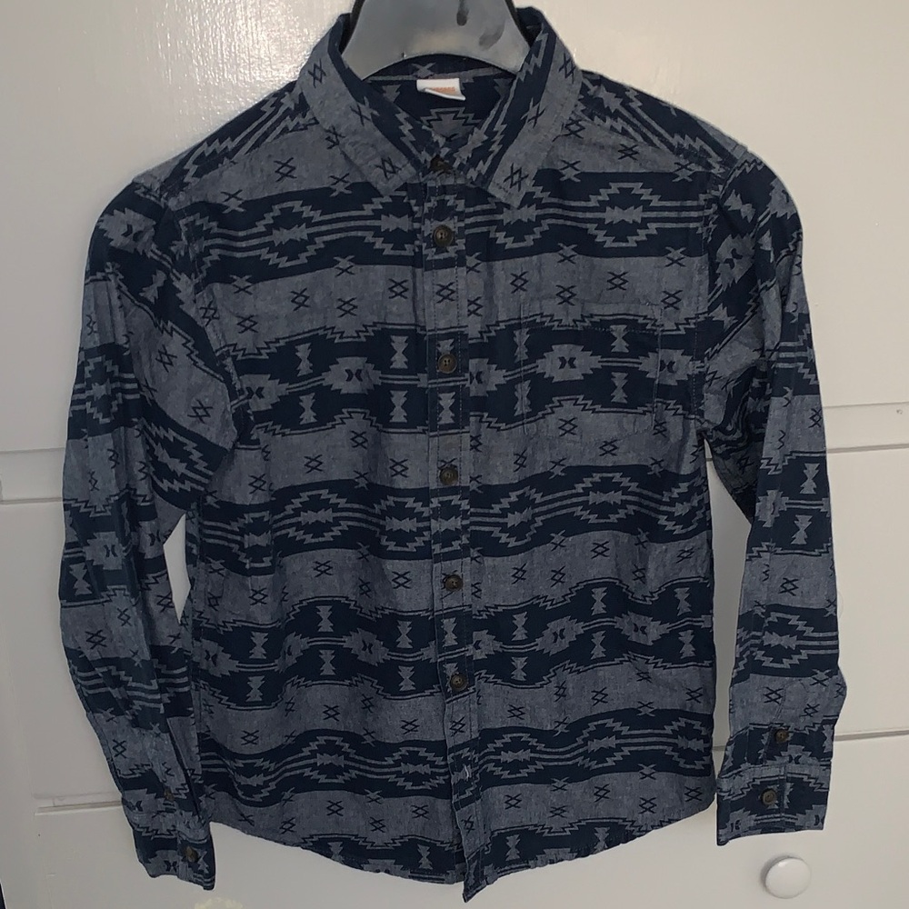 Gymboree Boys Navy and Gray Patterned Button-Down Shirt